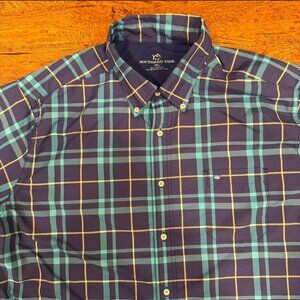 Southern Tide Blue Plaid Performance Casual Dress Button Down Shirt Men's Sz‎ XL